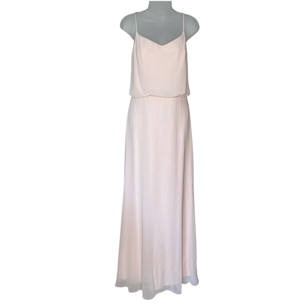 BILL LEVKOFF Women's Blush Pink Sleeveless Fold Over Top Formal Gown